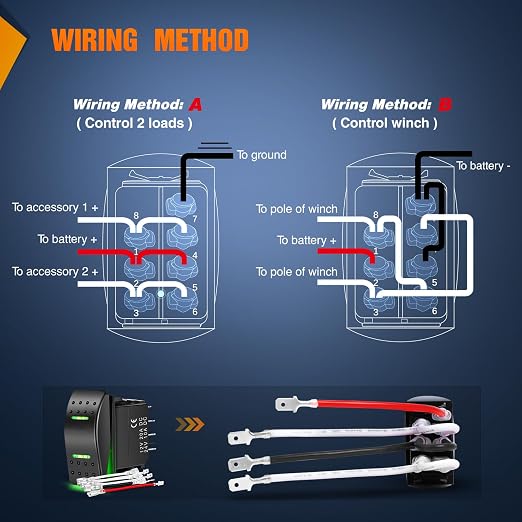 Nilight Waterproof Rocker Switch Toggle ON Off ON Switches DPDT 7Pin 12V 24V Jumper Wires Winch Pump Switch for Cars Trucks Caravans Boats RV SUV ATV UTV