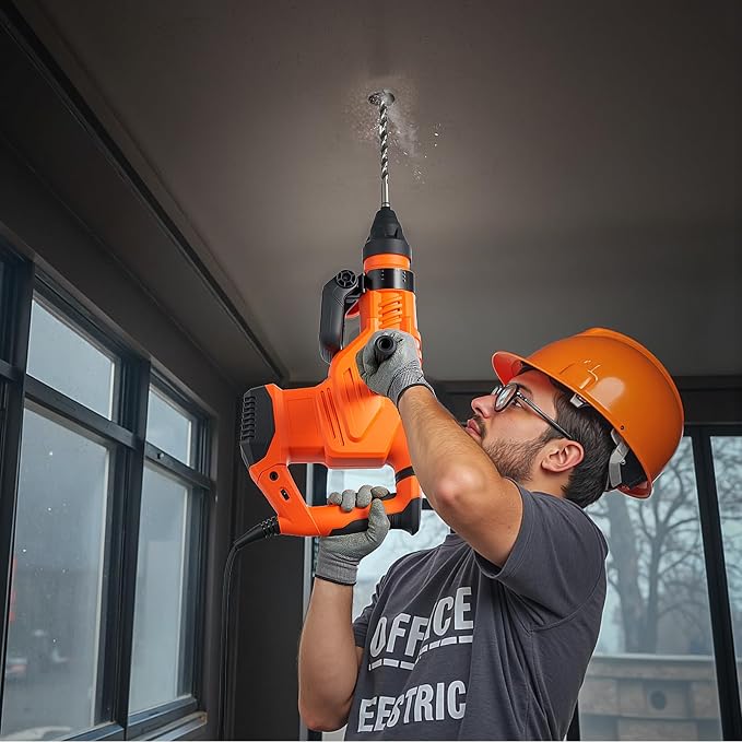 VEVOR 1-3/4" SDS-Max Rotary Hammer Drill, 13Amp Corded Drills, Heavy Duty Chipping Hammers w/Vibration Control & Safety Clutch, Electric Demolition Hammers, Power Tool For Concrete