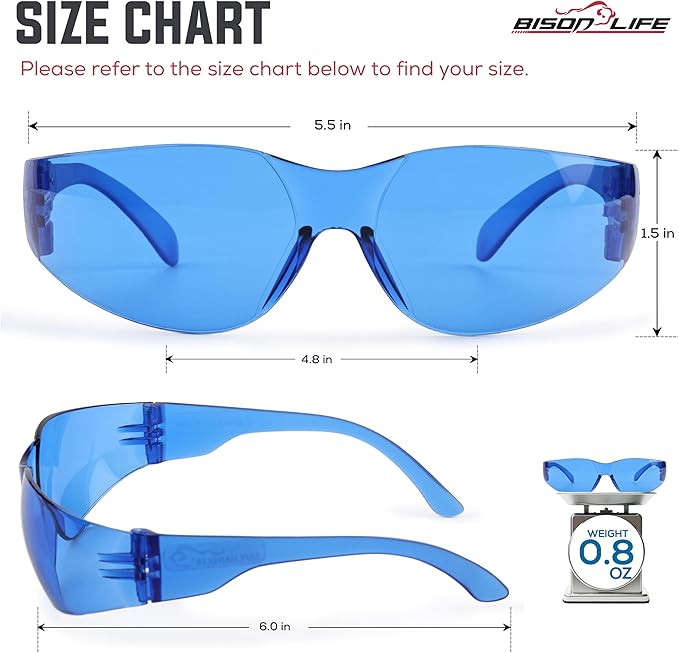 BISON LIFE Clear Safety Glasses – ANSI Z87.1 Scratch & Impact Resistant Wrap Around Eye Protection Goggles for Men & Women