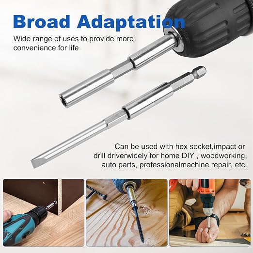 Rocaris 50 Pack Strong Magnetic Drill Bit Extension Holder, 1/4" Hex Shank, S2 Steel Magnetic Screwdriver Extension for Impact Driver, 2.36 inch