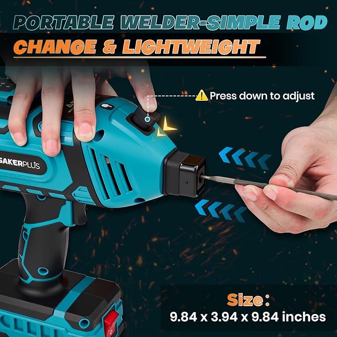 SakerPlus Portable Welding Machine, 110V Electric Welder Handheld with IGBT Inverter, 5-Level Current Adjustment, ARC Stick Welder for 3/32"Rods, Welding Gun (Blue, 20pc Wire Rods)