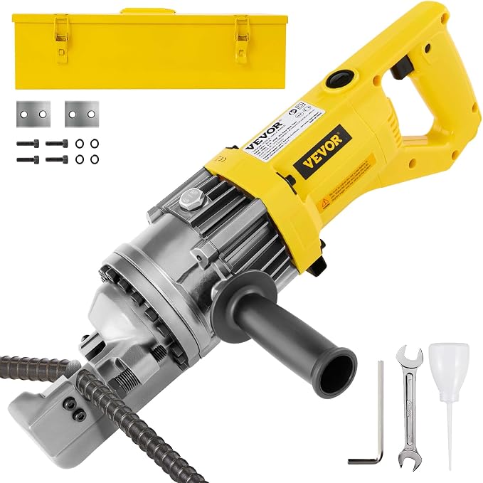 VEVOR Electric Hydraulic Rebar Cutter 900W 110V - Portable, Cuts #5 4-16mm Rebar in 3 Seconds, with Stainless Steel Carry Case