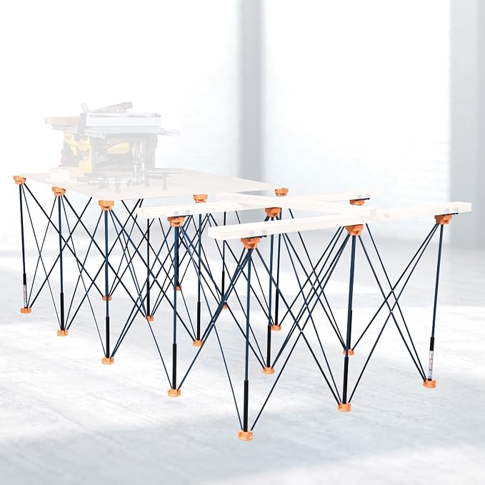POWERTEC Arachni-Flex Portable Workbench 4x8ft Collapsible Workstand - Heavy Duty Folding Work Table Base, 6000 lbs Capacity 36 Inch Work Height, No Assembly Mobile Work Station w/Carry Strap (71930)