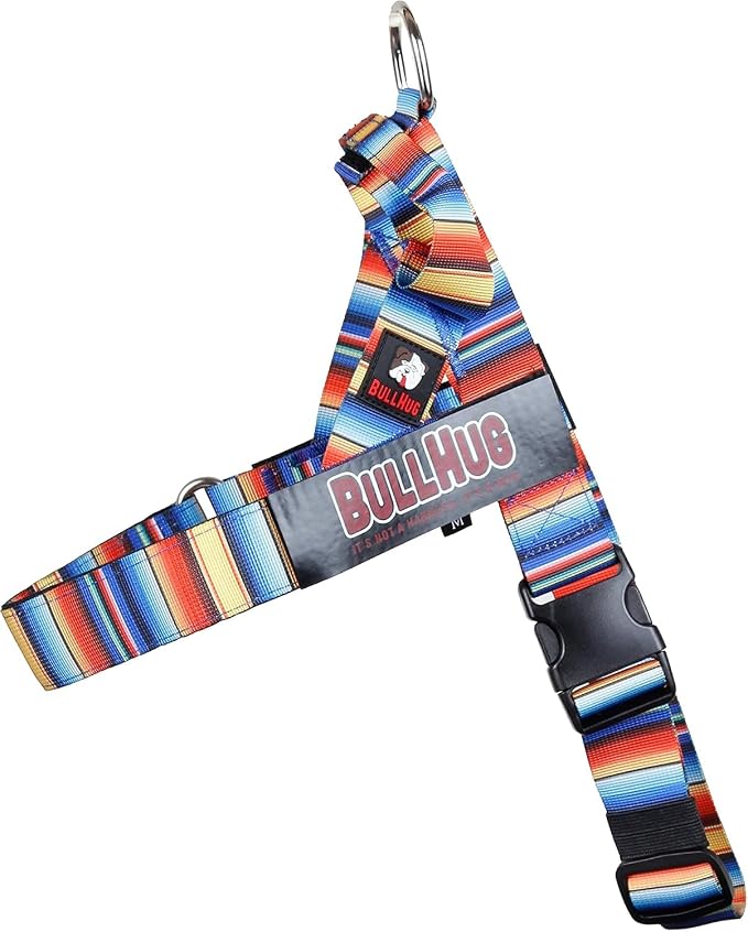 Adjustable Dog Harness– No Pull, No Choke – for English Bulldogs, French Bulldogs, Pugs & Broad-Chested Breeds – Easy, Safe Walks (Fiesta, XL)
