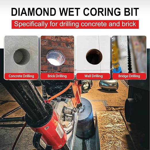 SALI Diamond Core Drill Bits 2" Diameter 10"/254mm Drilling Depth 5/8-11" Thread Core Bit Turbo Laser-Welded Segments for Cured Concrete with Brick Block Masonry with Two Adapters（Red）