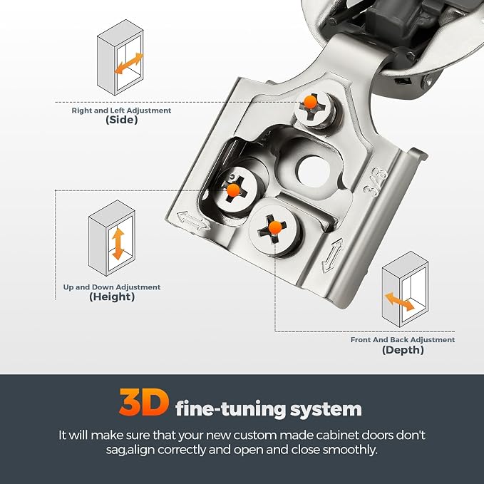 2 Pack (1 Pairs) 3/8" Overlay Soft Close Cabinet Hinges, Satin Nickel Stainless Steel Concealed Hinges with 3D Self-Closing for Face Frame Doors & Kitchens