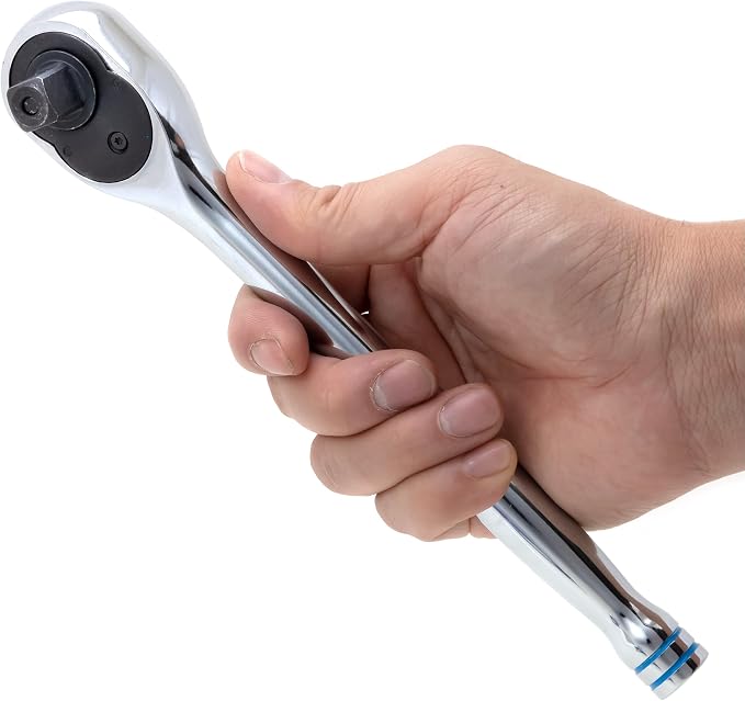 Neiko 03117A 1/2 Inch Ratchet Wrench, 100-Tooth Reversible Ratchet, 3.6 Degree, Quick Release 1/2 Drive Ratchet, 10" Long Handle Ratchet, Oval Head Socket Wrench, CR-V Steel Half Inch Rachet Wrench