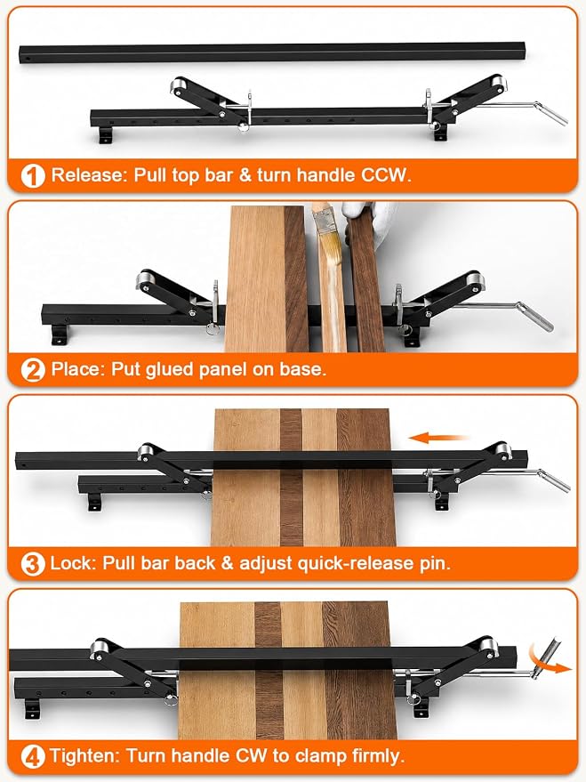 24 Inch Panel Clamp 2 Pack, 4-Way Pressure Steel Parallel Clamp