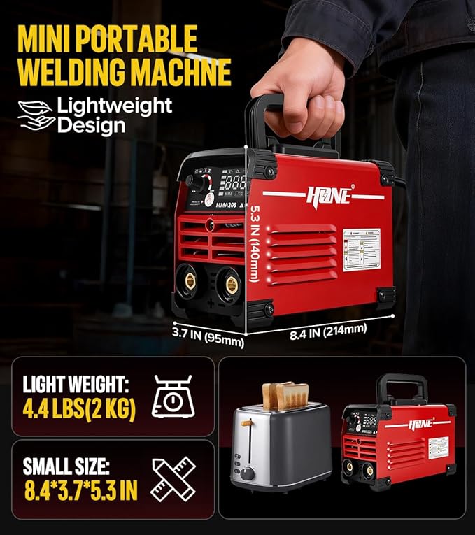 HONE Stick Welder 110v, Upgraded 205Amp Mini Welding Machine with Lift Tig Welding, IGBT Inverter Arc Welder Machine 110v with Hot Start Arc Force Anti-Stick VRD for 1/16"-1/8" Rod, Include 25 Rods.