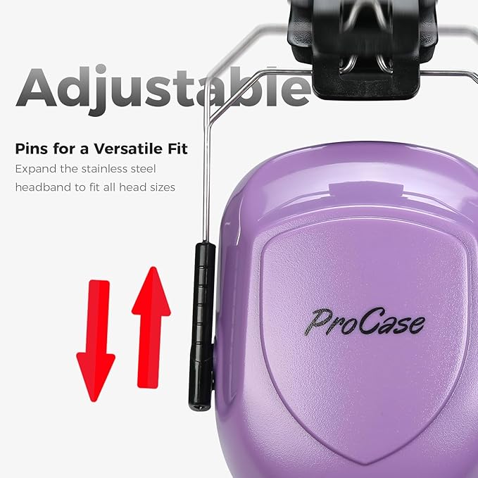 ProCase Noise Reduction Ear Muffs, Sound Proof Ear Protection, NRR 28dB Noise Cancelling Headphones for Adults Kids Autism, Hearing Protection for Mowing -2 Packs, Purple&Black