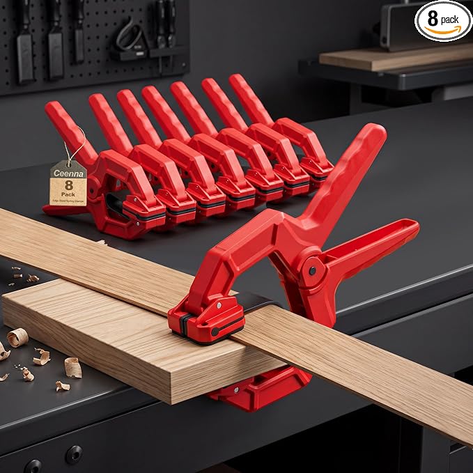 Ceenna 8 Pack Edge Band Spring Clamps - Adjustable Woodworking Clamps for Edge Banding, Carpentry & Home Improvement