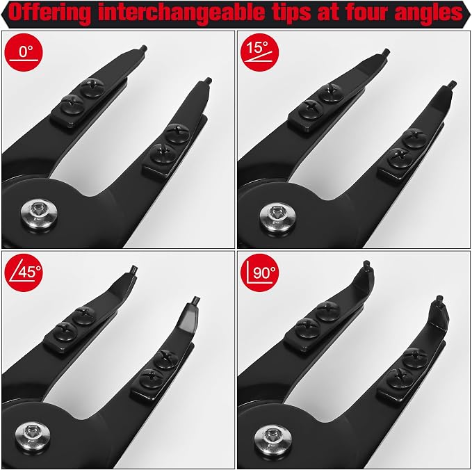 Snap Ring Pliers Set Heavy Duty - 2 PCS Large Heavy Duty Snap Ring Circlip Pliers ，16" Internal External Circlip Pliers Set with 45° 90° Tips