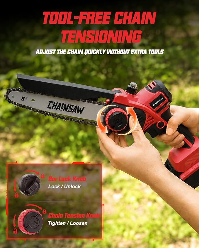 Brushless Mini Chainsaw Compatible with Milwaukee M18 18V (Tool Only) | Cordless Chain Saw for Branch Cutting, Tree Trimming, Shrub Trimming, Small Logs, Garden, Orchard, Yard Cleanup, Dad Gifts