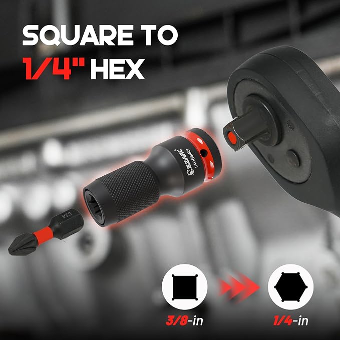 EZARC 21PCS Impact Socket Adapter Set with Swivel Joints and Couplers | 1/4", 3/8", 1/2" Drive, Hex Extension Bits, Universal Swivel Joints, Reducers, Impact Couplers, CR-MO and CR-V Steel, Tray