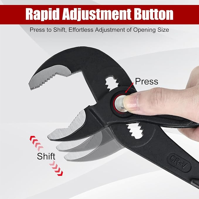 HighFree 3PCS Water Pump Pliers Set 7Inch, 10Inch, 12Inch, Tongue and Groove Pliers Set Quick Adjustment by Pressing and Sliding Grips Any Shaped Object