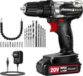 AVID POWER 20V Cordless Drill Set for Home DIY & Beginner Projects - Lightweight Power Drill with Battery Charger & 22 Bits, Variable Speed, 3/8" Keyless Chuck, Ideal for Furniture Assembly (Black)