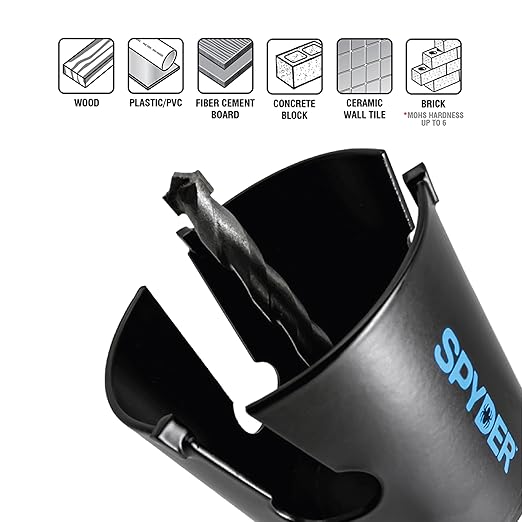Spyder 14-Piece Carbide Tipped Deep Cut Hole Saw Kit, 11 Hole Saws, 1 Arbor, and 2 Pilot Bits, Rapid Core Eject Arbor System