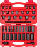 TEKTON 3/8 Inch Drive 6-Point Impact Socket Set, 41-Piece (6-24 mm) | SID91401 | (6 - 24 mm), Shallow and Deep, 6-Point, Case