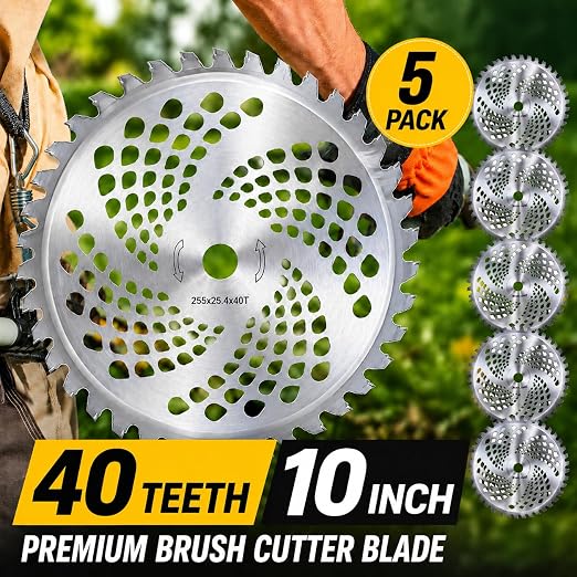 Japard 5 Pack Circular Saw Blades 10" x 40T Carbide Tip Table Saw Steel Cutting Blades for Weed Eater Trimmer, Replacement, Bore 1"