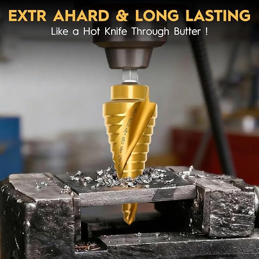 3PCS Titanium Step Drill Bit - 4241 HSS Step Bit with Two Spiral Grooved, 31 Sizes for Metal, Aluminum, Wood & Plastic, for Electricians & DIY with Portable Bag