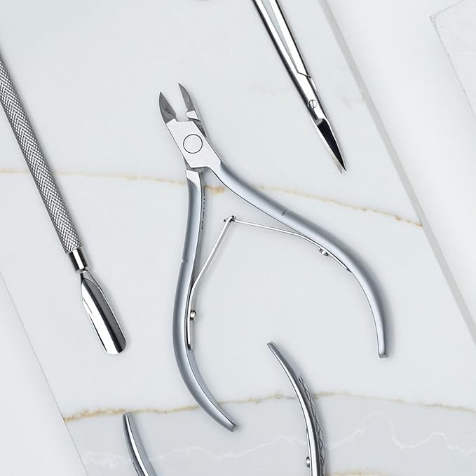 NGHIA Cuticle Nipper - D-03 JAW 14 | Stainless Steel | Durable and Sharp | Ergonomic Design | Grey Plated | Ideal for Salons and Home Use