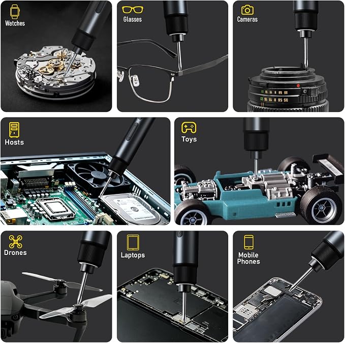 Electric Screwdriver Cordless, Max 7Nm Mini Electric Screwdriver 3-Speed Torque, 5V Power Screwdriver Set with 29 S2 Bits and Magnetic Case for Household Electronics Repair DIY