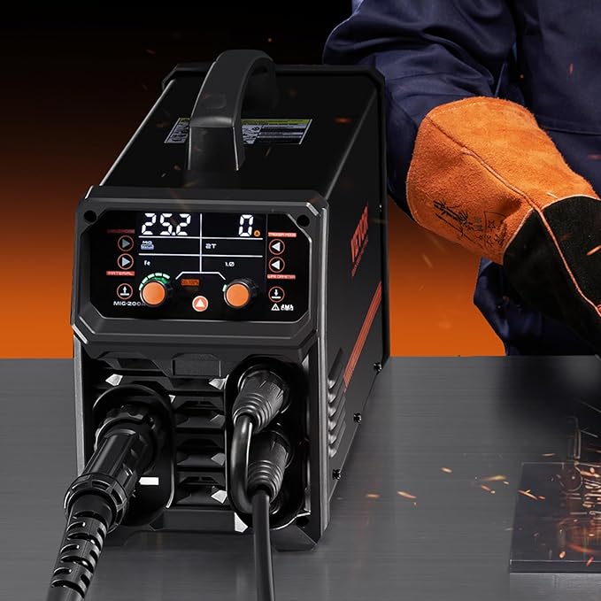 VEVOR Pro MIG Welder, 200A Pluse Mig Welding Machine, 5-in-1 Multi-Functional Welder Machine MIG Pluse/Gas MIG/Flux Core MIG/Stick/Lift TIG, 110V/220V Dual Voltage Aluminum Mig Welder with LCD Display