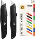 DIYSELF 2Pack Utility Knife Box Cutter Retractable Blade Heavy Duty PVC Pipe Cutter(Black)