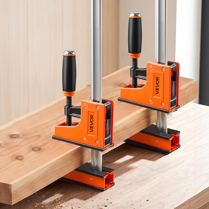 VEVOR Bar Clamps for Woodworking, 4-Pack, 24" and 31" F Clamps, 1100 lbs Load Limit, Clamp/Spreader 2 Modes, Soft Rubber Pads, Ergonomic Handle, Carbon Steel Bar, for Wood Working and Metal Working