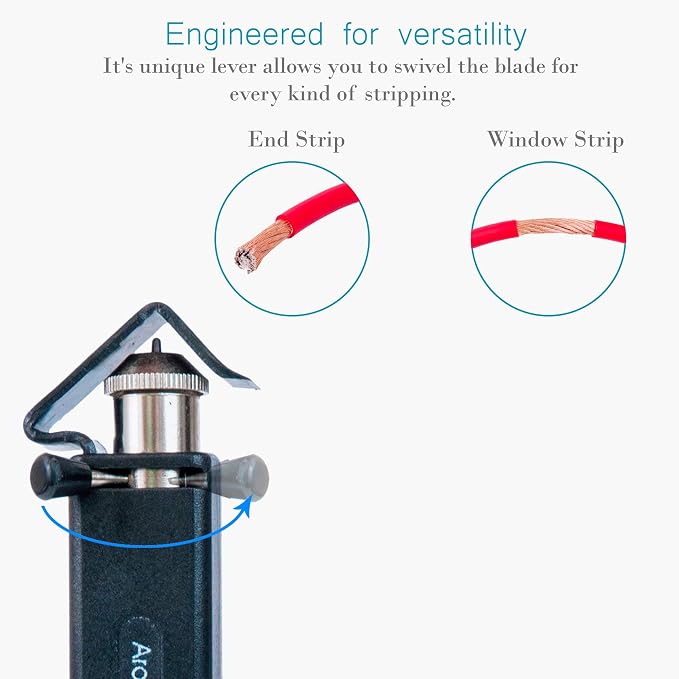 Round Cable Stripper – With Adjustable Cutting Depth – For Circumferential, Longitudinal, and Window stripping – 3/16" to 1" Diameter.
