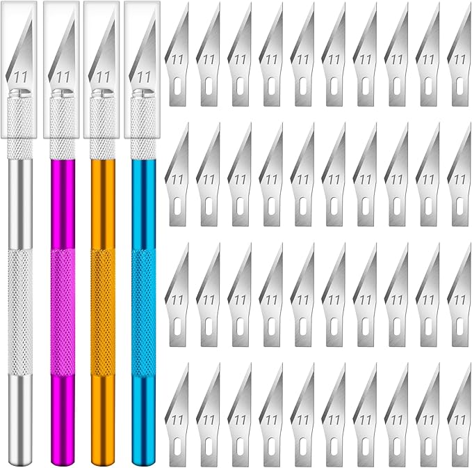 DIYSELF Exacto Knife, 4 PCS Craft Knife with 40 Exacto Blades #11, Hobby Knife, Professional Exacto Knife for Crafting, Scrapbooking, Stencil, Modeling, Art Knife, Precision Knife, Exacto Knife Set