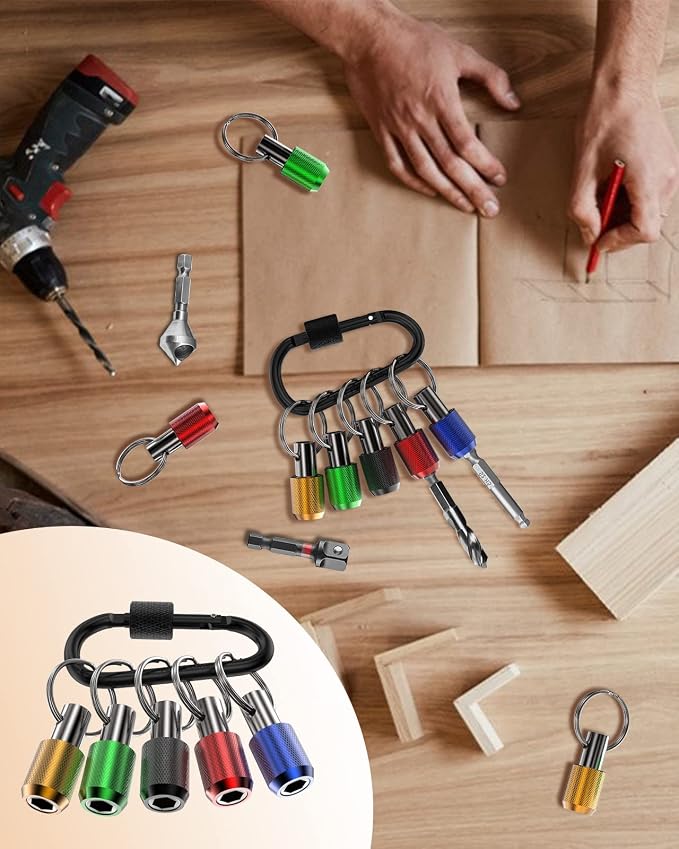 Tool Gifts, Upgrade, Steel Material, Katerk 5PCS 1/4 Inch Hex Shank Screwdriver Bits Holder Extension Bar Screw Adapter Drill Handy Heavyduty Keychain Bit Holder for Electric Screwdrivers, 5 Colors