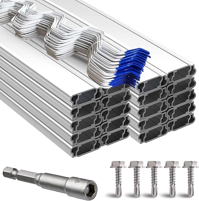 Wiggle Wire & Lock Channel for Greenhouse - PVC Coated Spring Wire & Aluminum U-Channel Bundle, Farmer Greenhouse Poly Film or Shade Cloth Attachment (20, White)