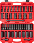 TEKTON 1/2 Inch Drive Impact Socket Set, 45-Piece | SID92404 | (5/16 - 1-1/4 in., 8 - 32 mm), Deep, 6-Point, Case