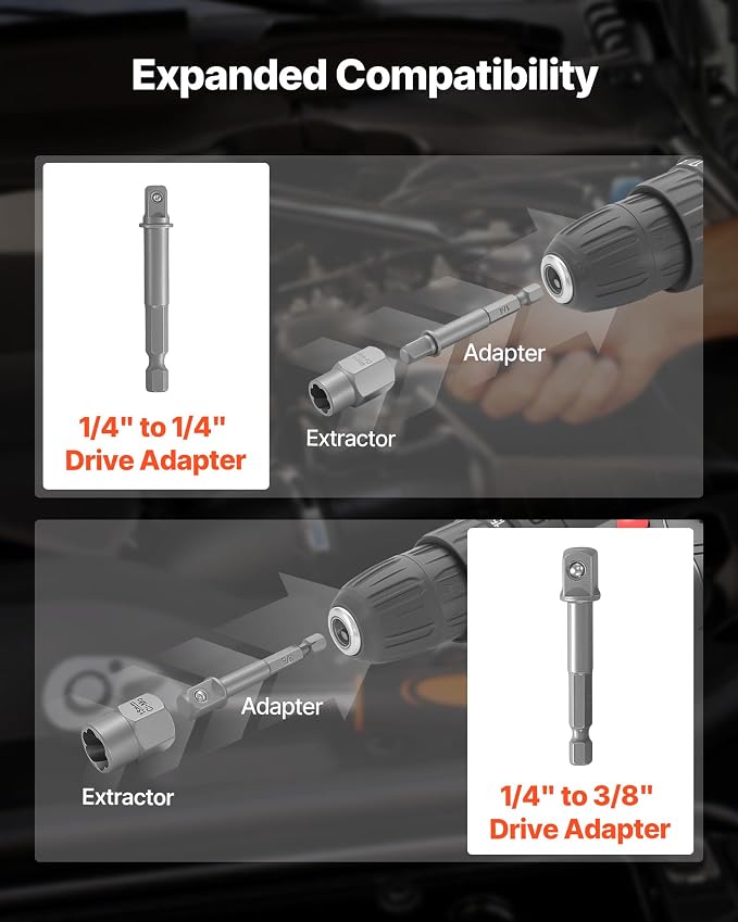 VEVOR Bolt Extractor Kit, 54 Pieces Easy Out Screw Extractor Set, Left Hand Drill Bit Set, Multi-Spline Extractors, for Removing Damaged, Stripped, Broken, Rusted, Rounded-Off Bolts, Nuts & Screws