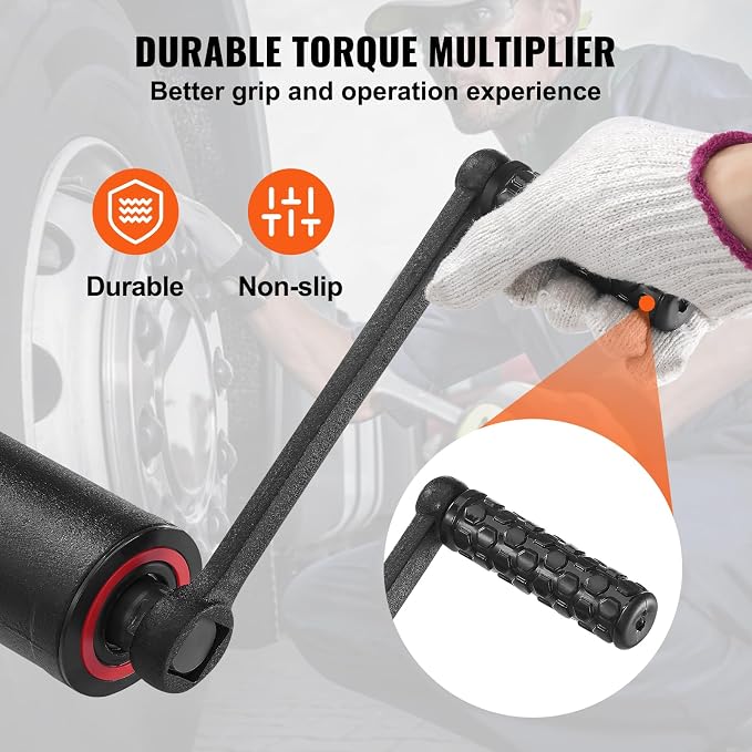 VEVOR Torque Multiplier, 1 Inch Drive Lug Nut Wrench/Multiplier Heavy Duty Torque Multiplier Wrench Set, 1:64 6,800N.m Lug Nut Remover, Includes 8 Sockets (24-38mm) and Storage Case