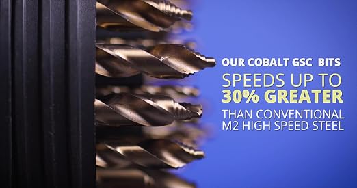 Drill America Stepped Point Cobalt Drill Bit 25 Piece Set in Plastic Case (1.00mm - 13.0mm x .50mm)