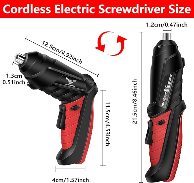 JENABOM Electric Screwdriver Cordless Rechargeable Small Drill Set 3.6V Li-ion 3.5Nm Max Torque Electric Rotatable with LED Light Screwdriver,14Pcs