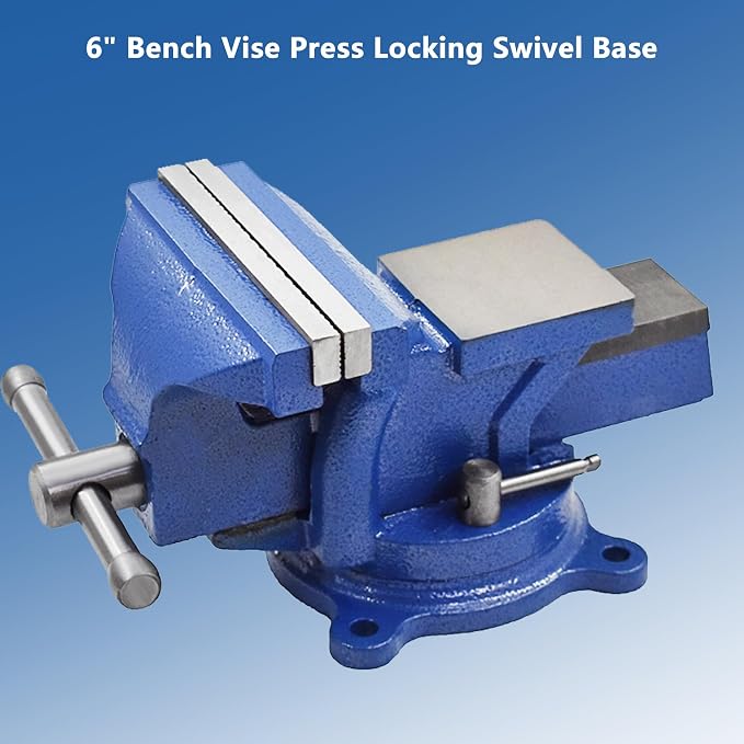 WFLNHB 6" Bench Vise Table Top Clamp Press Locking Swivel Base Heavy-Duty for Crafting Painting Sculpting Modeling Electronics Soldering Woodworking and Fishing Tackle