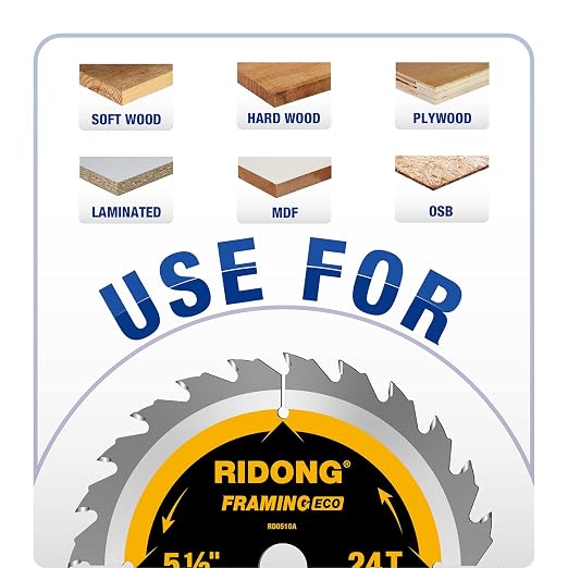 5-1/2 Inch 24 Tooth ATB Framing Circular Saw Blade, Cordless Trim Saw Blade with 5/8-Inch Arbor(5 Packs)