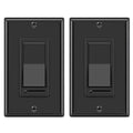 BESTTEN 2 Pack Dimmer Wall Light Switch, Single Pole or 3-Way LED Slide Dimmer Switch, Compatible with Dimmable LED, Incandescent, Halogen and CFL Bulbs, Wallplate Included, UL Listed, Gloss Black