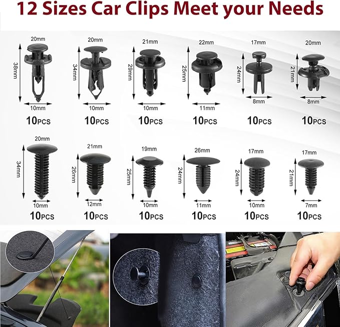 JNLK 352pcs Trim Removal Tool, Pry Tool, Door Panel Removal Tool Kit, Clip Tool, Fasteners Removal Tool with Car Retainer Body Clips Set, red
