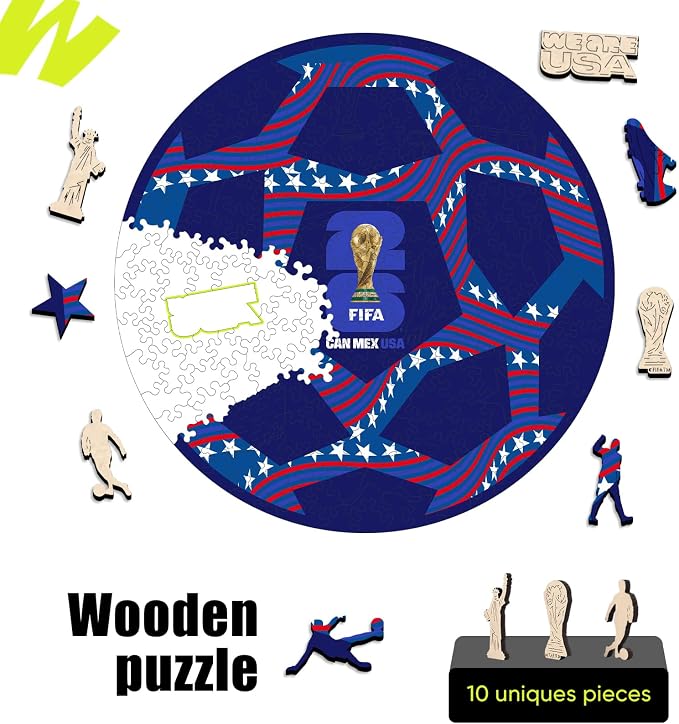 FIFA 2026 Trophy Series - World Cup Soccer Wooden Puzzle for Adult, 5MM Thick, Creative Collectible Gift for Fans, Officially Licensed Product Jigsaw Puzzles for Adult