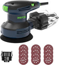 ZEITE Random Orbital Sander Tool, Electric Palm Sander, 3.0 Amp Wood Sanding Machine, Variable Speed 5000-12000 OPM, Cyclonic Dust Box, Vacuum Adapter, 12Pcs 5" Sandpapers for Sanding and Polishing