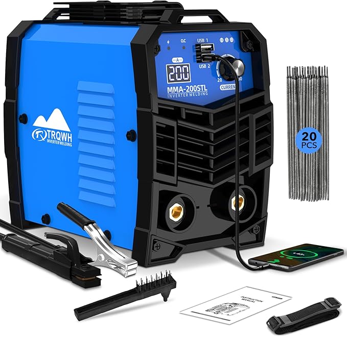 TRQWH 200A Mini Welding Machine 110V Stick Welder ARC Welder Machine IGBT Inverter MMA Welder Tig/Mig Portable Welding Machine Hot Start for Beginners and Professionals Welder