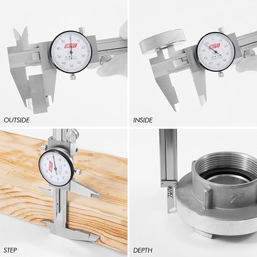 6 inch Dial Caliper, Professional Stainless Steel Metric Measuring Tool, 0-6inch Range with 0.001" resolution, Shock-Proof Precision Vernier Caliper with Hard Carrying Case for Machinists & DIY