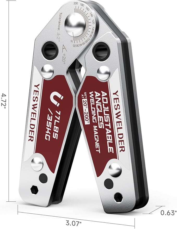 YESWELDER Adjustable Angle Welding Magnet 20-200° Magnetic Welding Holder of 77LBs Holding Power Welding Accessory (Pack of 2)