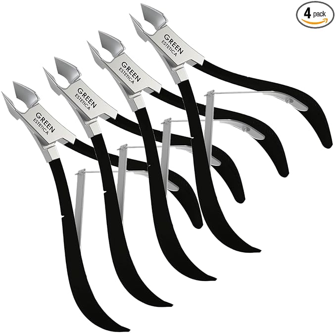 Professional Cuticle Trimmer Nail Cuticle Cutter Stainless Steel Cuticle Nippers with Sharp Blades of Cuticle Remover Clippers Manicure Tools Double Spring - Pedicure Nail Tools (Black - 4 Pack)