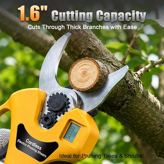 2-in-1 Cordless Pruning Shears with Pole Compatible with DeWalt 20V Battery (Tool Only, No Battery), 8FT Reach Pole Pruner, 1.2" Cut, Brushless Electric Branch Cutter for Tree Trimming & Gardening