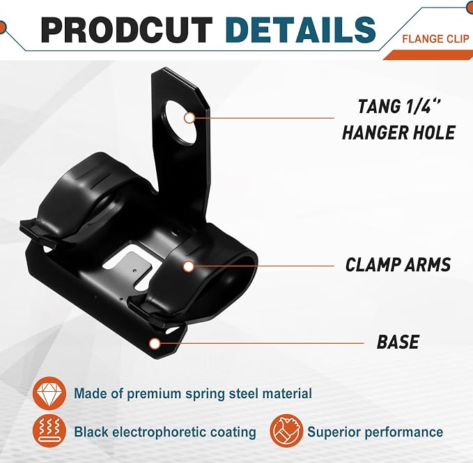 Hicarer 50 Pcs Hammer-On Flange Clip Side Mount 1/8-1/4 Inch Beam Clamp with Hole Cable Clip for Flanges Spring Steel